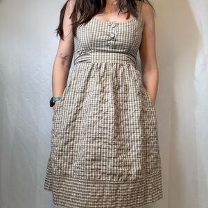 Gianni Bini Beige Plaid Midi Dress